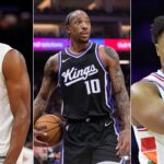 Serge Ibaka (L), DeMar DeRozan (C), Kyle Lowry (R)