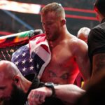 LAS VEGAS, NV - MARCH 8:Justin Gaethje and Rafael Fiziev meet in the octagon for a 3-round co-main event bout at UFC313