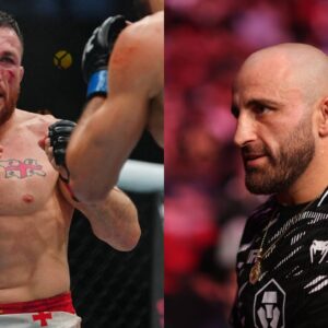 Merab Dvalishvili (L), Alexander Volkanovski (R)