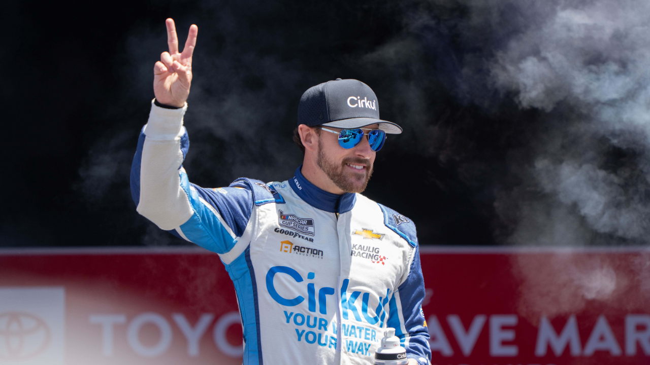 Jun 9, 2024; Sonoma, California, USA; NASCAR Cup Series driver Daniel Hemric (31) waves as he gets introduced to fans before the start of the Toyota / Save Mart 350 at Sonoma Raceway. Mandatory Credit: Stan Szeto-Imagn Images