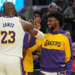 LeBron and Bronny James NBA: Los Angeles Lakers at Golden State Warriors