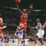 Chicago Bulls guard (45) Michael Jordan wears jersey#45 shortly after his return from a brief retirement following playing baseball against the Cleveland Cavaliers at Gund Arena