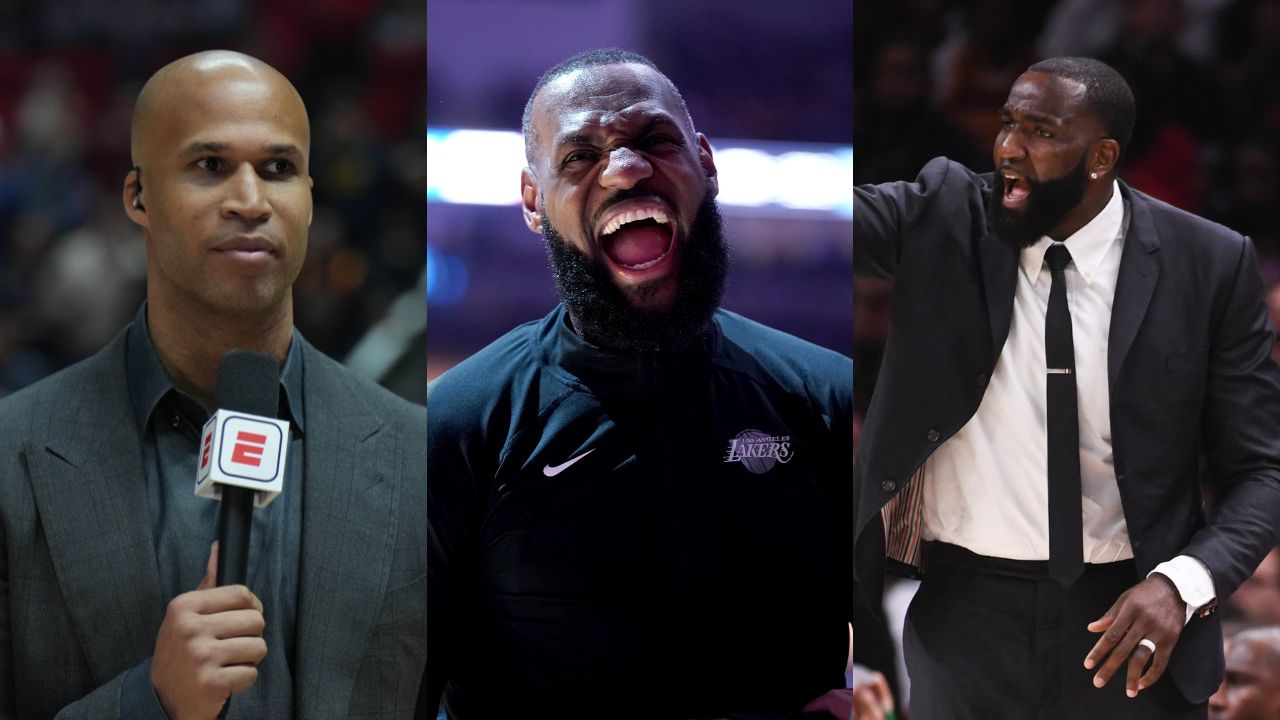 Richard Jefferson(L), LeBron James(Center), and Kendrick Perkins(R)