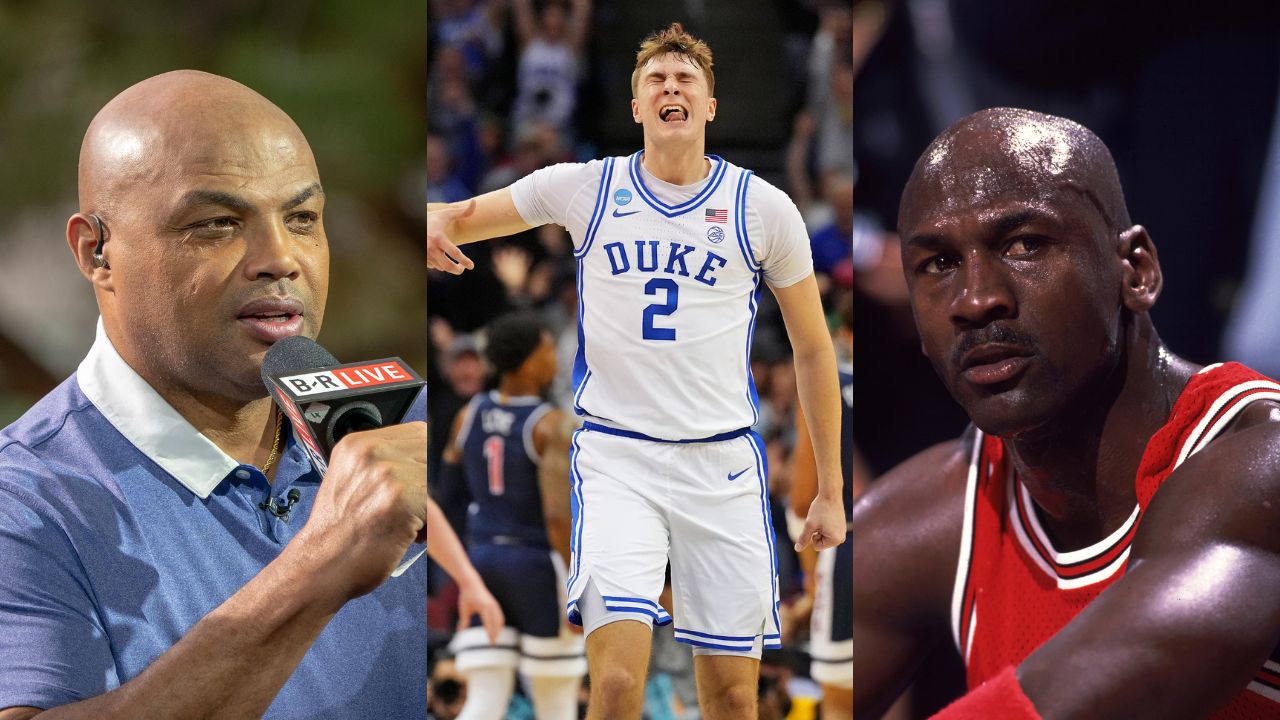 Charles Barkley(L), Cooper Flagg(Center), and Michael Jordan(R)