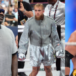 Shaquille O'Neal (L), Jake Paul (C) and Logan Paul (R)
