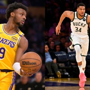 Bronny James(L) and Giannis Antetokounmpo(R)