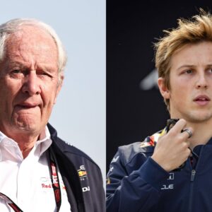 Helmut Marko (L) and Liam Lawson (R)