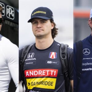 Josef Newgarden (L), Colton Herta (M), and Logan Sargeant (R)