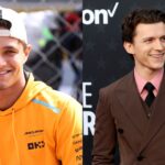 Lando Norris (L) and Tom Holland (R)