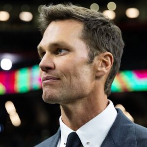 Fox Sports announcer Tom Brady on the field before Super Bowl LIX between the Philadelphia Eagles and the Kansas City Chiefs at Ceasars Superdome.