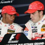 Lewis Hamilton (England, left) and teammate Fernando Alonso (Spain, both McLaren Mercedes) during the press conference Motorsport Grand Prix Men's Malaysian Grand Prix 2007