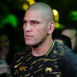 ; Alex Pereira (red gloves) prepares to fight Magomed Ankalaev (not pictured) during UFC 313 at T-Mobile Arena.