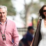Carlos Sainz Sr. of Spain and Scottish model Rebecca Donaldson attend the Qualifying ahead of the F1 Grand Prix of Australia at Albert Park Circuit in Melbourne