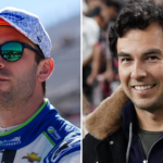 (L-R) NASCAR Cup Series driver Daniel Suarez with F1 driver Sergio Perez.