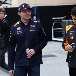 F1 Bahrain Testing Day 2 Max Verstappen of Red Bull Racing and Lando Norris of McLaren during the Formula 1 pre-season testing at Sakhir Circuit in Sakhir