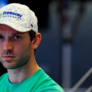 Feb 14, 2025; Daytona Beach, Florida, USA; NASCAR Cup Series driver Daniel Suarez (99) during practice for the Daytona 500 at Daytona International Speedway. Mandatory Credit: Peter Casey-Imagn Images