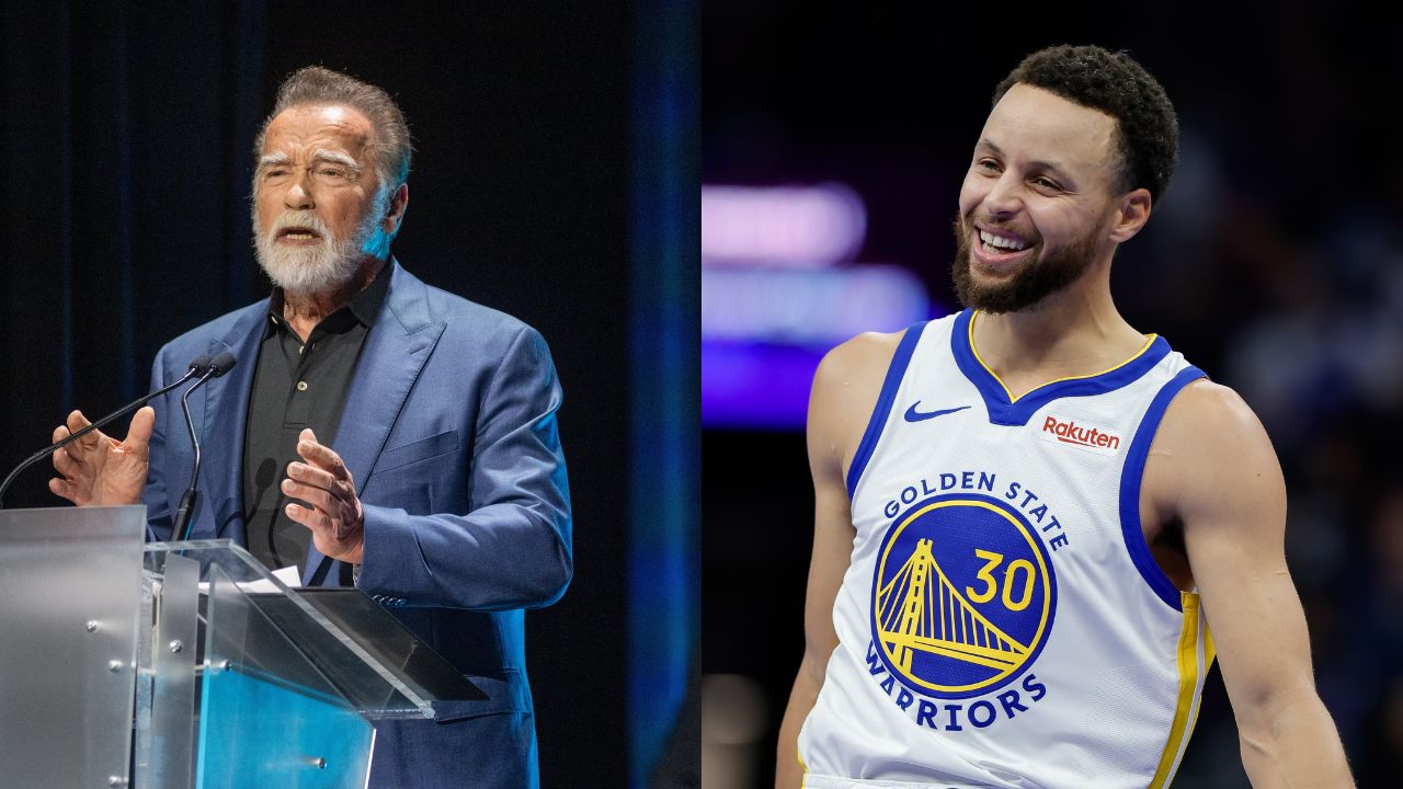 Arnold Schwarzenegger(L) and Stephen Curry(R)