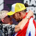 44 Lewis Hamilton GBR, Mercedes AMG Petronas F1 Team and his mother Carmen, F1 Grand Prix of Great Britain at Silverstone Circuit on July 7, 2024 in Silverstone, Great Britain