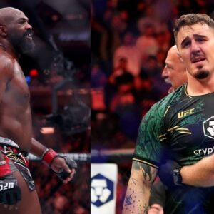 Jon Jones (L), Tom Aspinall (R)