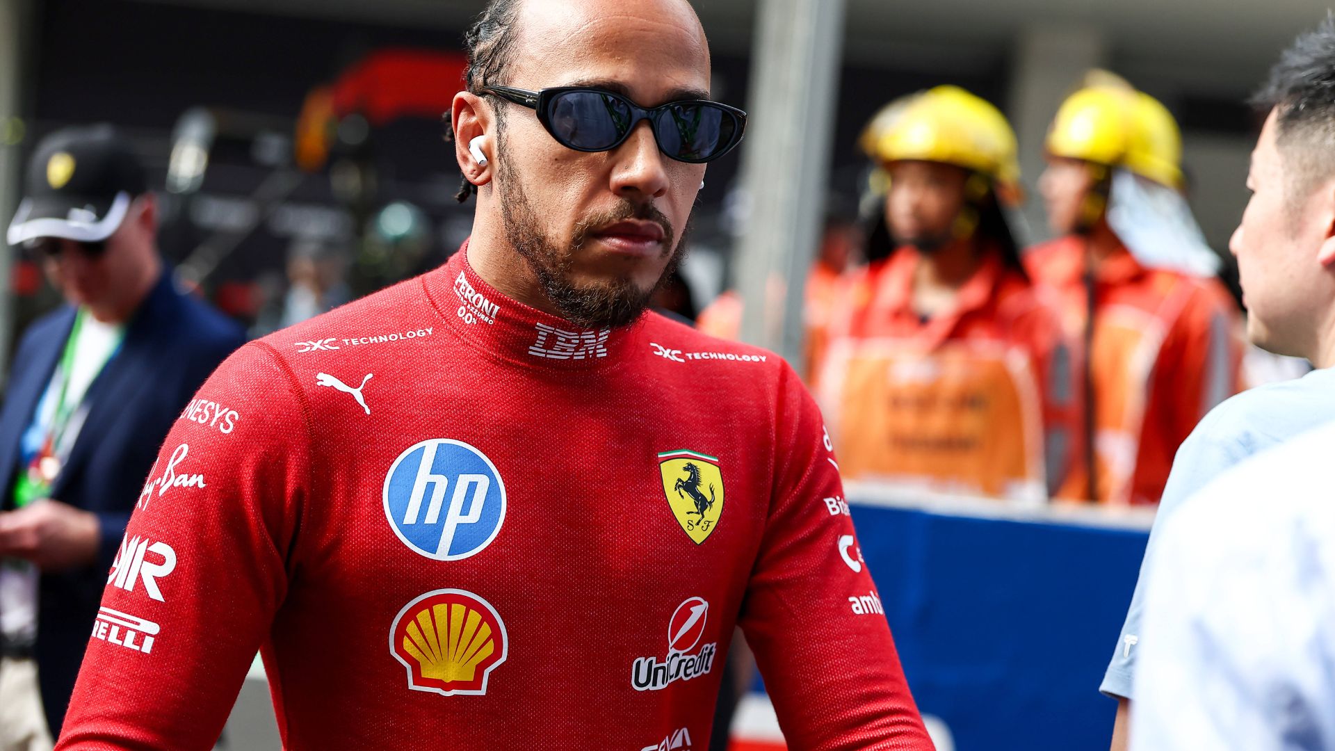 F1 Grand Prix Of China Lewis Hamilton of Great Britain and Scuderia Ferrari looks on during the F1 Grand Prix of China at Shanghai International Circuit in Shanghai, China, on March 23, 2025.