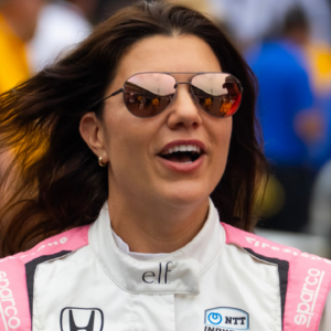 May 26, 2024; Indianapolis, Indiana, USA; Indycar Series driver Katherine Legge during the 108th running of the Indianapolis 500 at Indianapolis Motor Speedway. Mandatory Credit: Mark J. Rebilas-Imagn Images