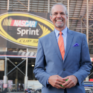 Aug 22, 2015; Bristol, TN, USA; NASCAR diver/announcer Kyle Petty at the Irwin Tools Night Race at Bristol Motor Speedway. Mandatory Credit: Randy Sartin-Imagn Images