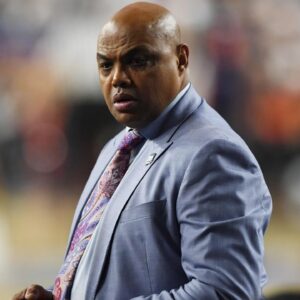 Charles Barkley reacts in the second half in the semifinals of the 2019 men's Final Four between the Virginia Cavaliers and Auburn Tigers at US Bank Stadium