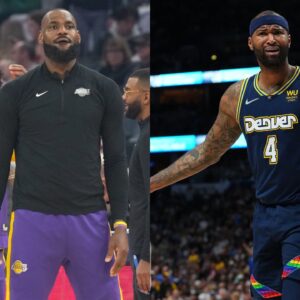 LeBron James and Bronny James(L) and DeMarcus Cousins(R)