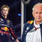 Liam Lawson (L) and Helmut Marko (R)