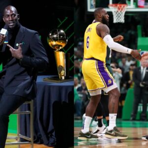 Kevin Garnett(L), LeBron James and Jayson Tatum(R)