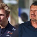 Liam Lawson (L) and Guenther Steiner (R)