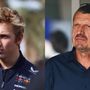 Liam Lawson (L) and Guenther Steiner (R)