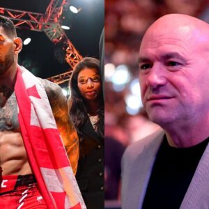 Ilia Topuria (L), Dana White (R)