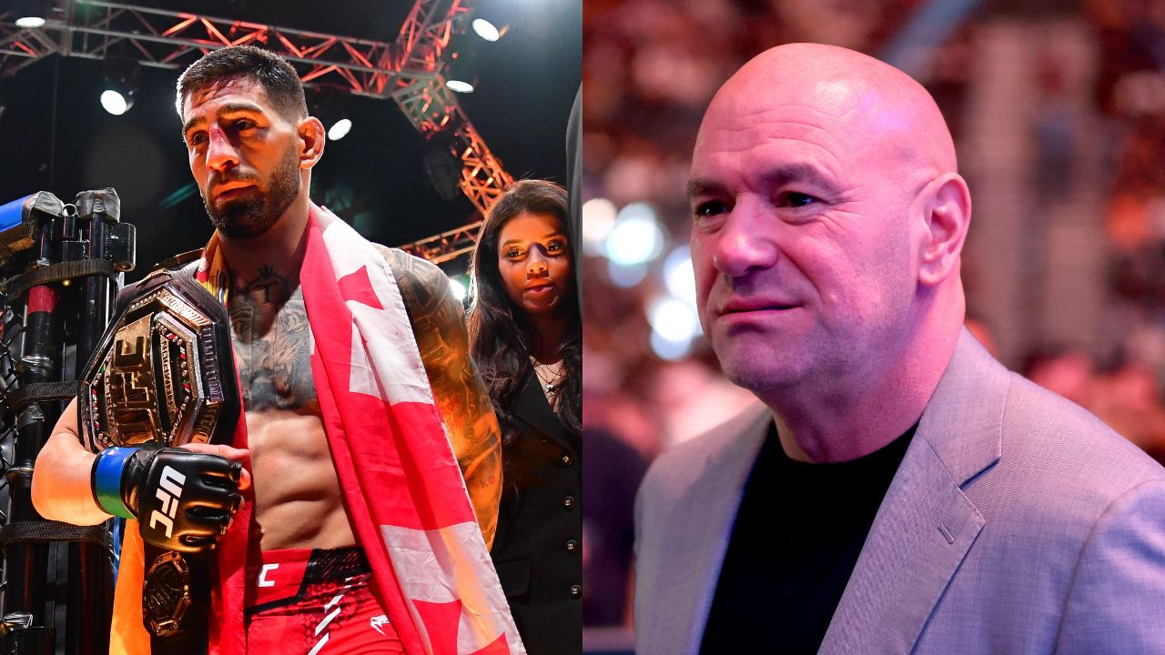 Ilia Topuria (L), Dana White (R)