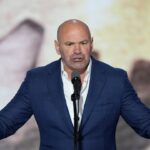 Dana White, CEO of Ultimate Fighting Championship introduces Republican presidential nominee Donald J. Trump during the final day of the Republican National Convention.