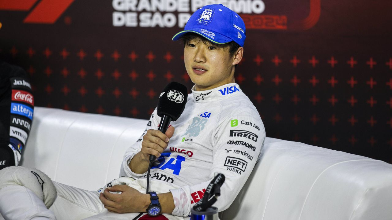 TSUNODA Yuki (jap), Visa Cash App RB F1 Team VCARB 01, portrait, press conference, PK, Pressekonferenz during the Formula 1 Grande Premio de Sao Paulo 2024, 21th round of the 2024 Formula One World Championship, WM, Weltmeisterschaft from November 1 to 3, 2024 on the Interlagos Circuit, in Sao Paulo, Brazil