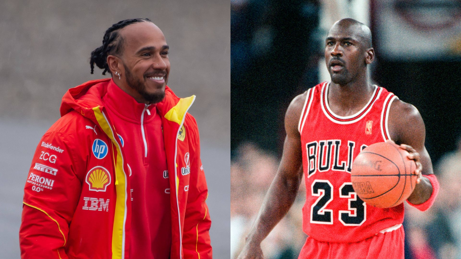 Lewis Hamilton (L) and Michael Jordan (R)