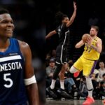 Anthony Edwards (L), Luka Doncic (R)