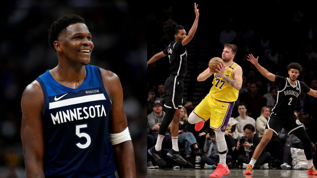 Anthony Edwards (L), Luka Doncic (R)