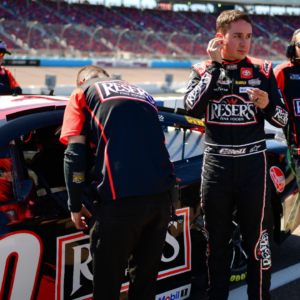Mar 8, 2025; Avondale, AZ, USA; NASCAR Cup Series driver Christopher Bell (20) during qualifying for the Shrines Children’s 500 at Phoenix Raceway. Mandatory Credit: Gary A. Vasquez-Imagn Images