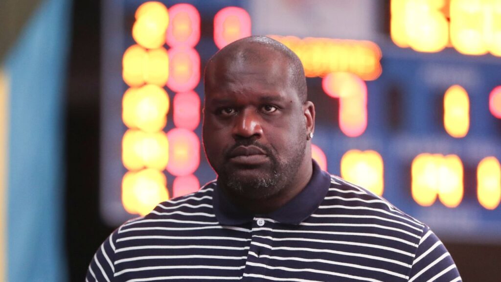 NBA former player Shaquille O'Neal during the first half of the game between the North Carolina State Wolfpack and Arizona Wildcats in the 2017 Battle 4 Atlantis in Imperial Arena at the Atlantis Resort.