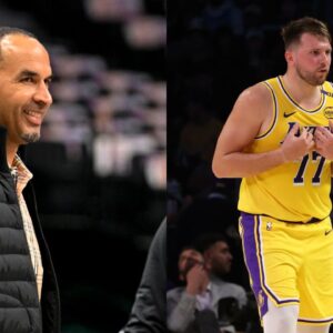 Nico Harrison(L) and Luka Doncic(R)