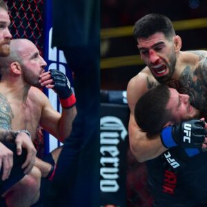 Alexander Volkanovski (L), Ilia Topuria (R)