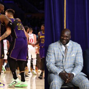 LeBron James and Luka Doncic(L), Shaquille O'Neal and Kobe Bryant(R)