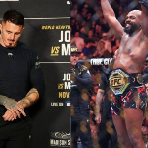 Tom Aspinall (L), Jon Jones (R)