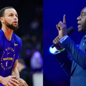 Stephen Curry (L) and Magic Johnson (R)