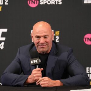 UFC CEO DANA WHITE with post event media during the UFC 304 event at Co-op Etihad Campus, SportCity, Manchester, England on the 27 July 2024.