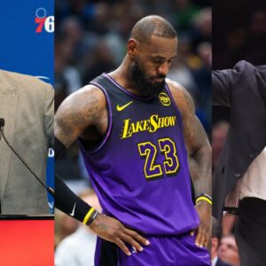 Charles Barkley(L), LeBron James(Center), and Kendrick Perkins(R)