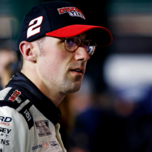 Feb 12, 2025; Daytona Beach, Florida, USA; NASCAR Cup Series driver Austin Cindric (2) during qualifying for the Daytona 500 at Daytona International Speedway. Mandatory Credit: Peter Casey-Imagn Images