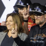 NASCAR Xfinity Series team owner Dale Earnhardt Jr and sister Kelley Earnhardt Miller celebrate after winning the 2024 Xfinity Series championship during the Championship race at Phoenix Raceway.